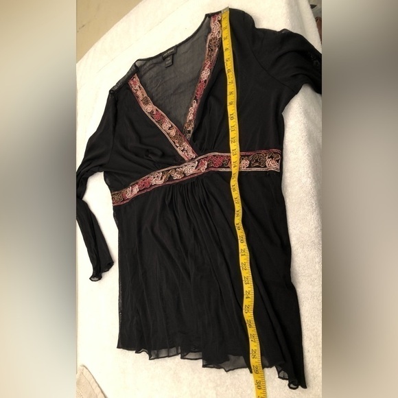 Lane Bryant Sheer Black Pink Babydoll VNeck Long Sleeve Blouse Top Size 18/20 - Picture 11 of 16